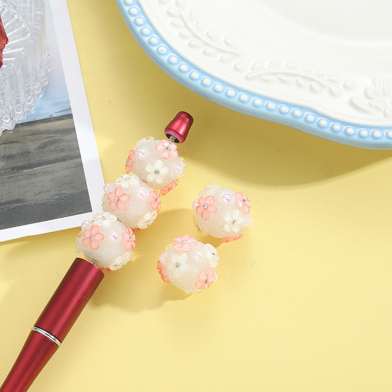 Wholesale 10pcs Heavy Industry Patch Drilling Flower Ball Straight Pole Bead